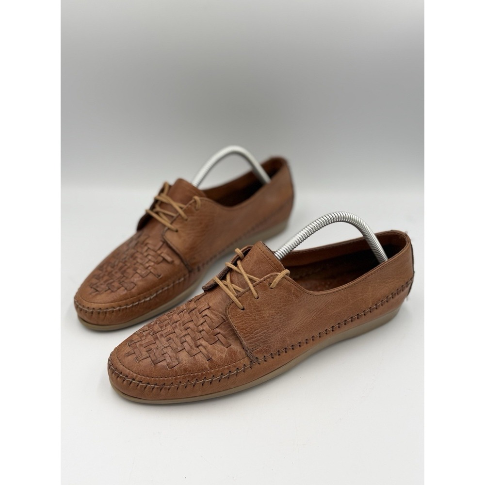 Vintage Dexter Woven Oxford Shoes Women Size 11M Woven Lace Up Moccasins Tan NIB